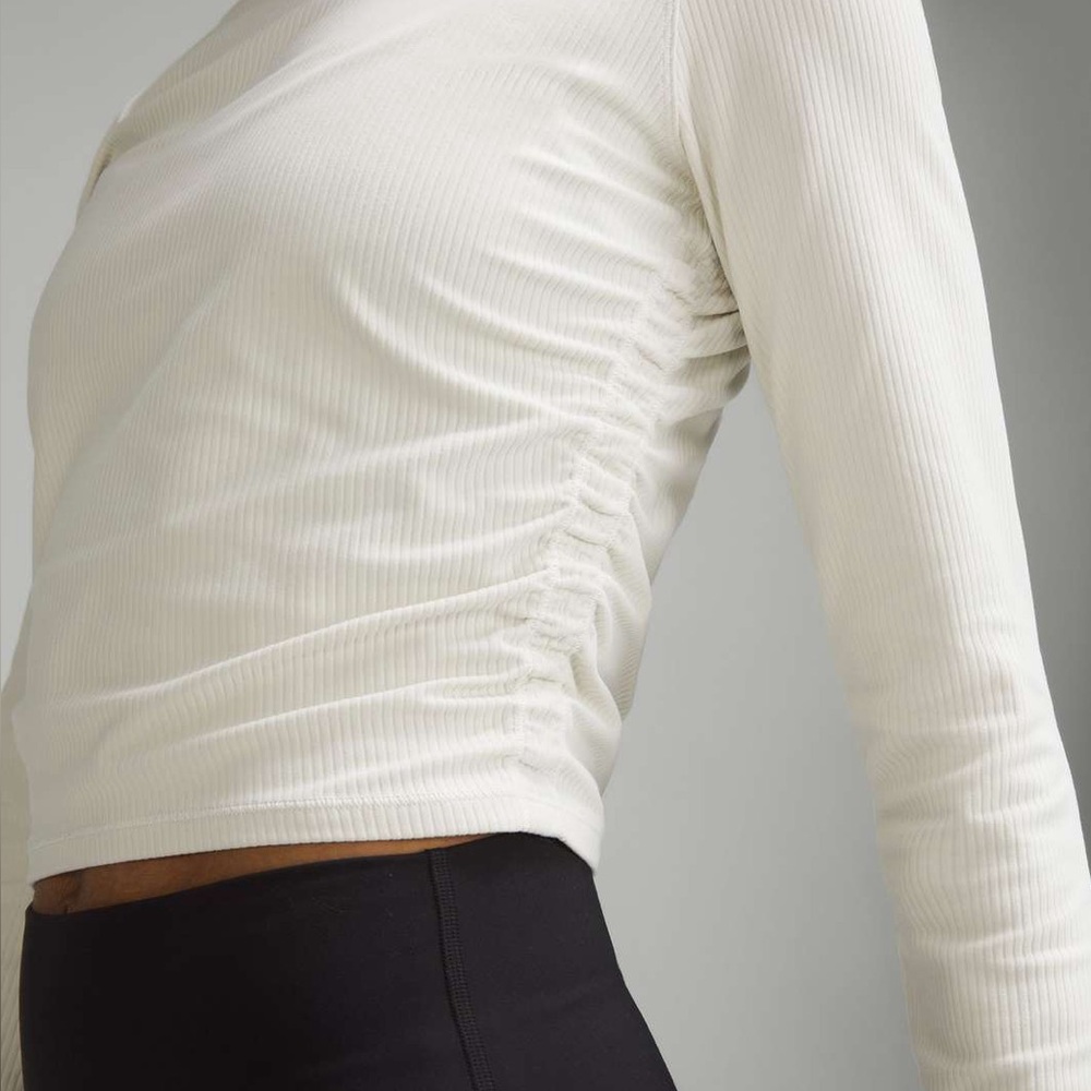 Lululemon All It Takes Ribbed Nulu Long-Sleeve Shirt in Bone - Picture 5 of 8